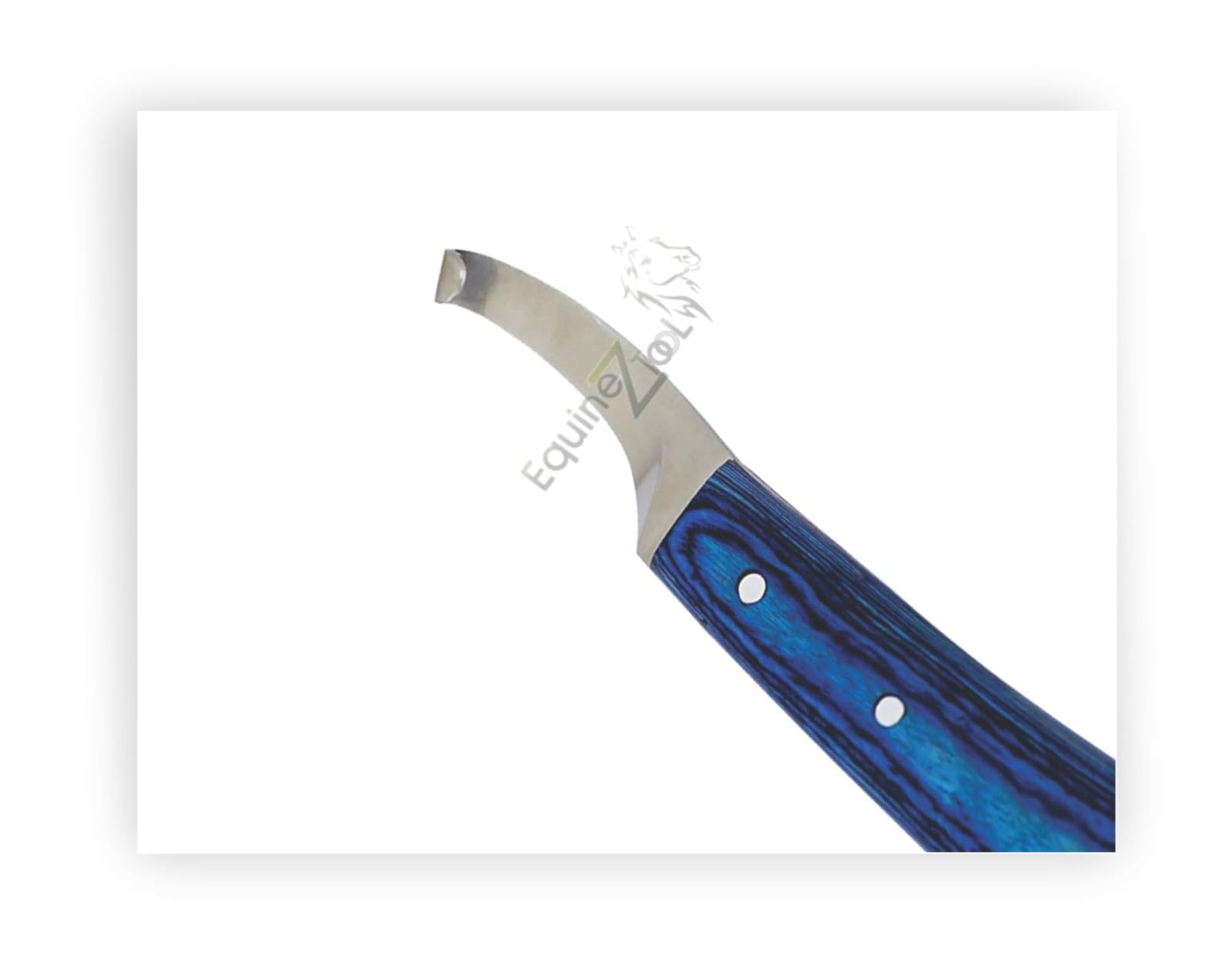 Equinez Tools Farrier Hoof Knife Blue Handle With Brass Horseshoeing Topper - Right Handed
