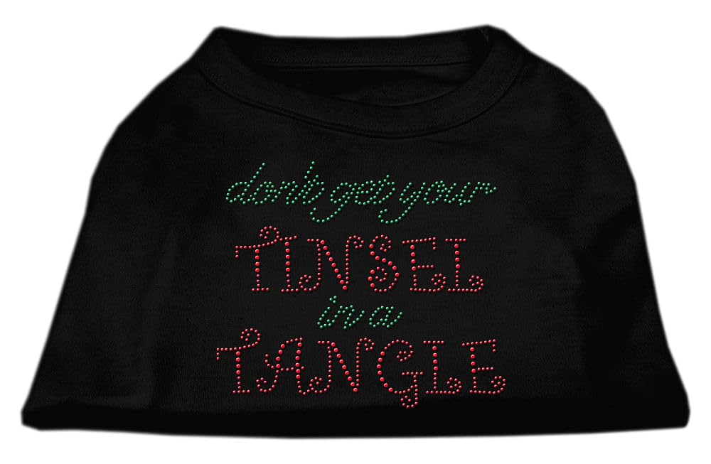 Christmas Pet Dog & Cat Shirt Rhinestone, 'Don'T Get Your Tinsel In A Tangle' Black 2Xl (20-25 Lbs.)