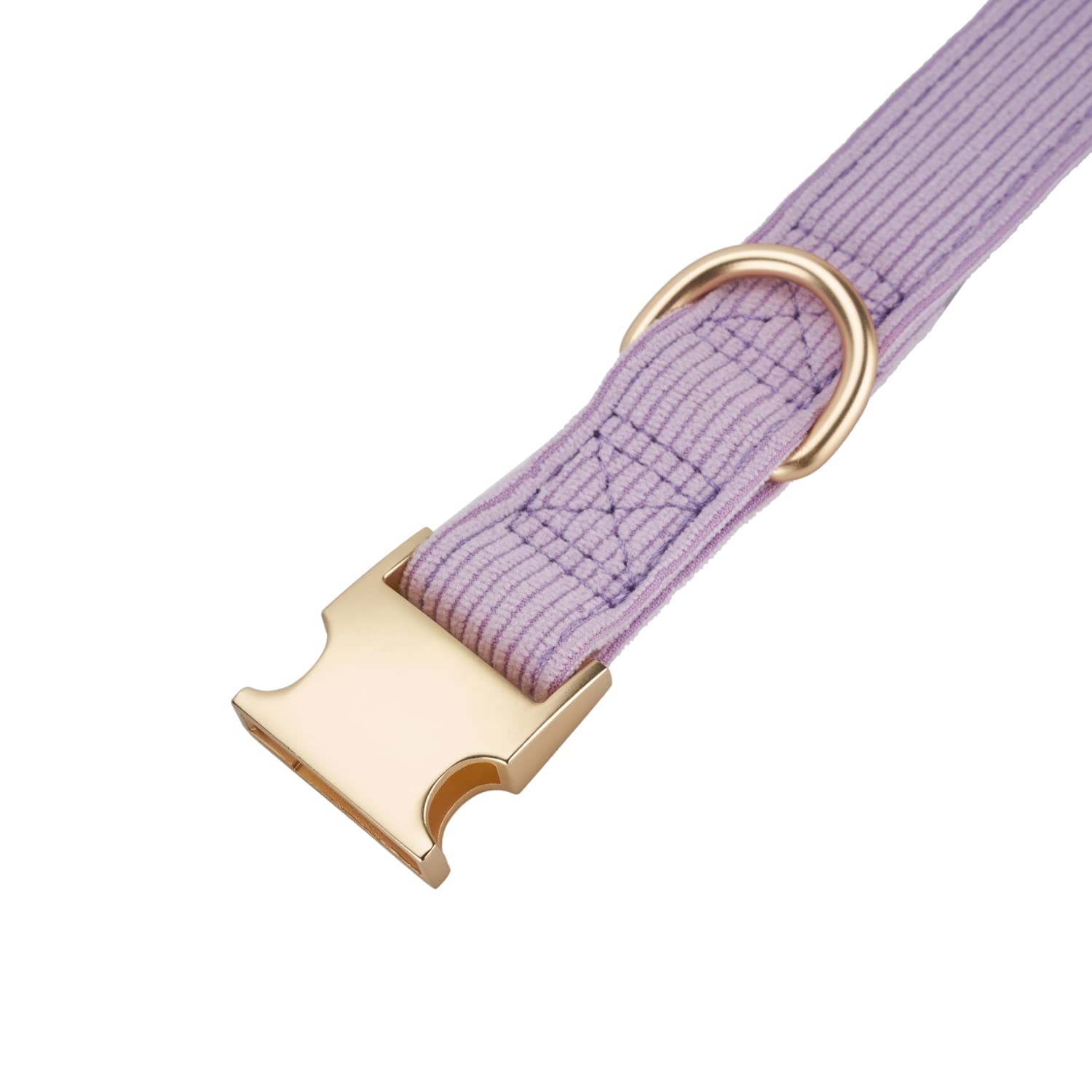 Petiry Soft Corduroy Fibric Dog Collar with High Grade Metal Buckle, for Large Dogs.(Purple,Large:17-26'')