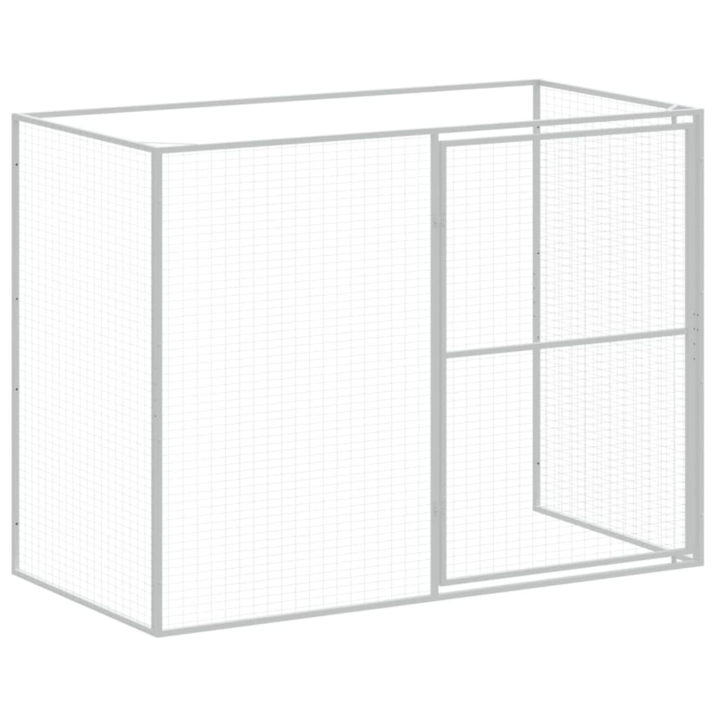 vidaXL Dog House, Dog Kennel with Run, Dog Cage with Lockable Door and Latch, Pet House for Small Animals, Anthracite Galvanised Steel
