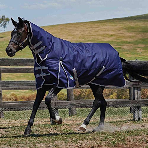 Weatherbeeta Comfitec Essential Combo Neck Medium Horse Blanket, Navy/Silver/Red, 60'