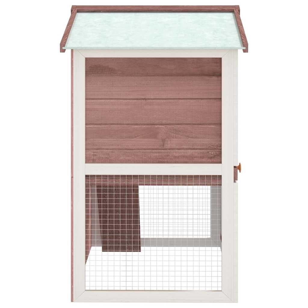 vidaXL Outdoor Rabbit Hutch with 2 Layers | Brown Wood | Spacious Pet House with 3 Doors | Exercise and Play Area for Rabbits