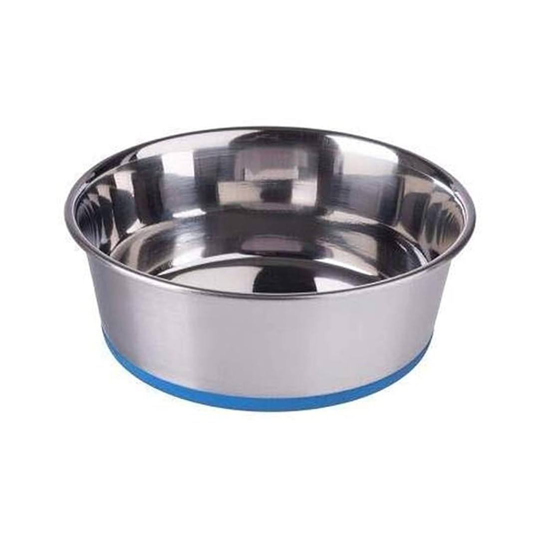 Petjoy Heavy Stainless Steel Dog Bowl With AntiSkid Rubber Base | Large Pet Food & Water Bowl | Rustproof Feeding Bowl For Dogs