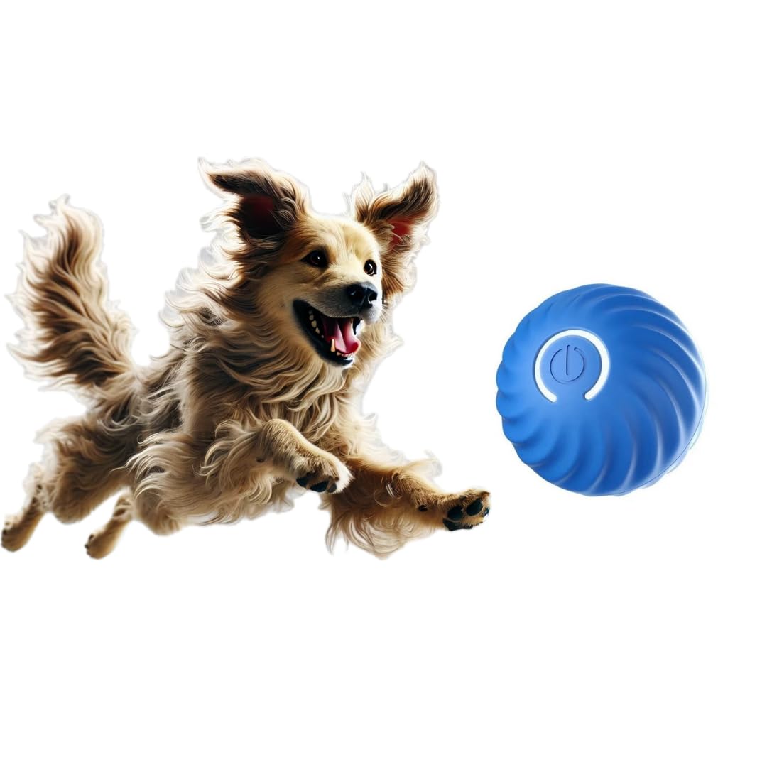 Interactive Dog Ball, Blue 2.2 Inch Electric Dog Toy For Small/Medium Dogs, Automatic Moving Electric Rolling Dog Toy, Ideal Gif