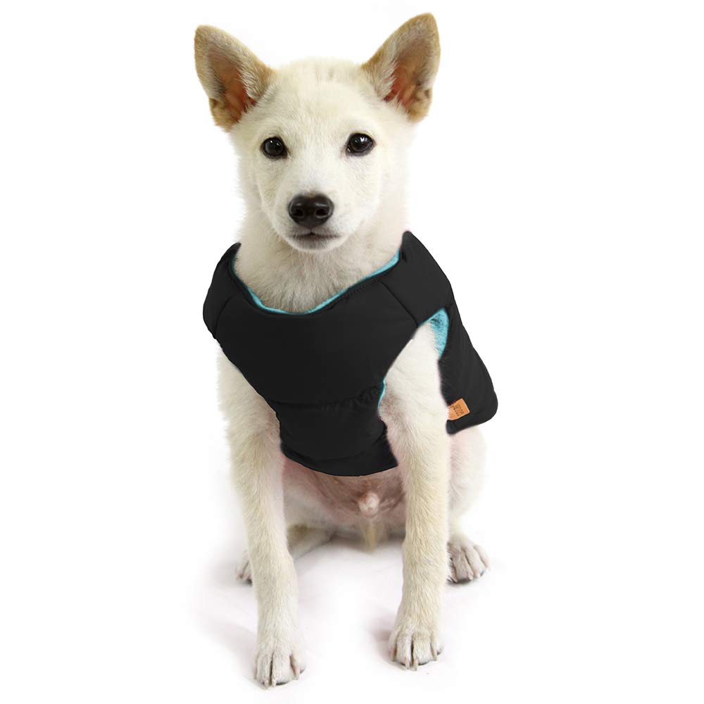 Gooby Padded Vest Dog Jacket - Solid Black, X-Large - Warm Zip Up Vest Fleece Jacket With Dual D Ring Leash - Water Resistant Sw