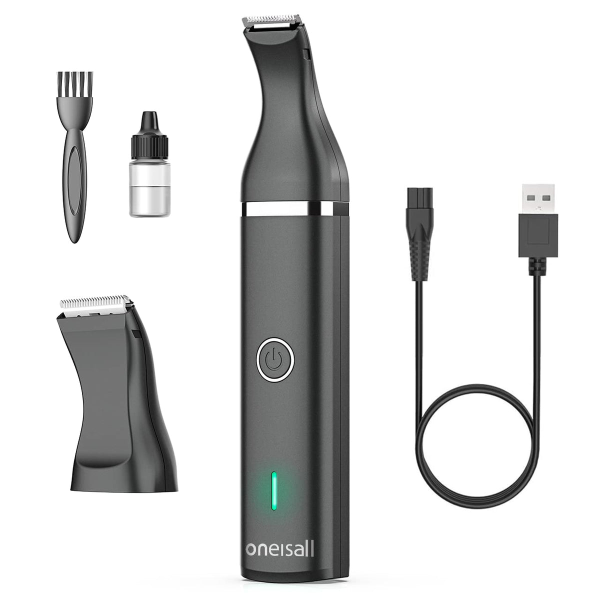 Oneisall Dog Clippers With Double Blades,Cordless Small Pet Hair Grooming Trimmer,Low Noise For Trimming Dog'S Hair Around Paws, Eyes, Ears, Face, Rump (Black)