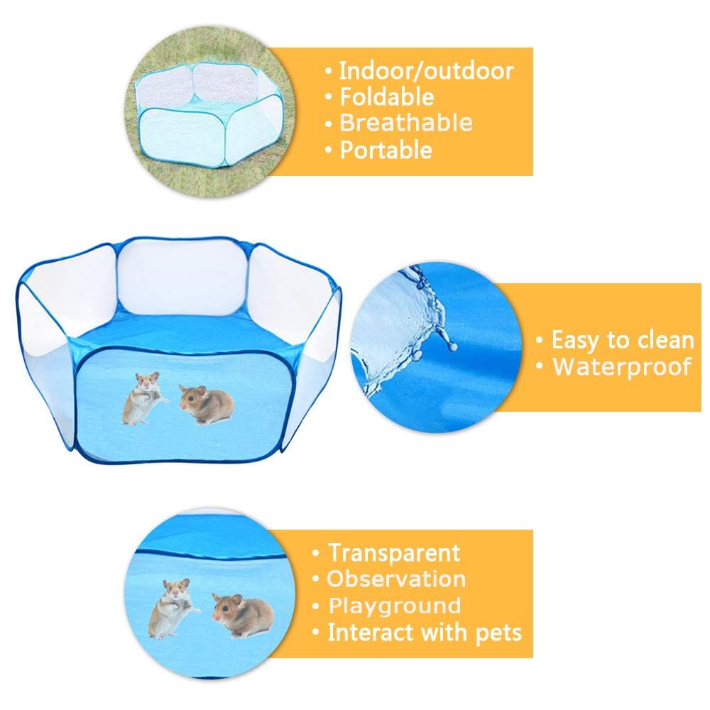 Hamster Foldable Exercise Playpen, Breathable And Transparent Pet Playpen, Indoor/Outdoor Cage Small Animal Fence For Syrian Ham