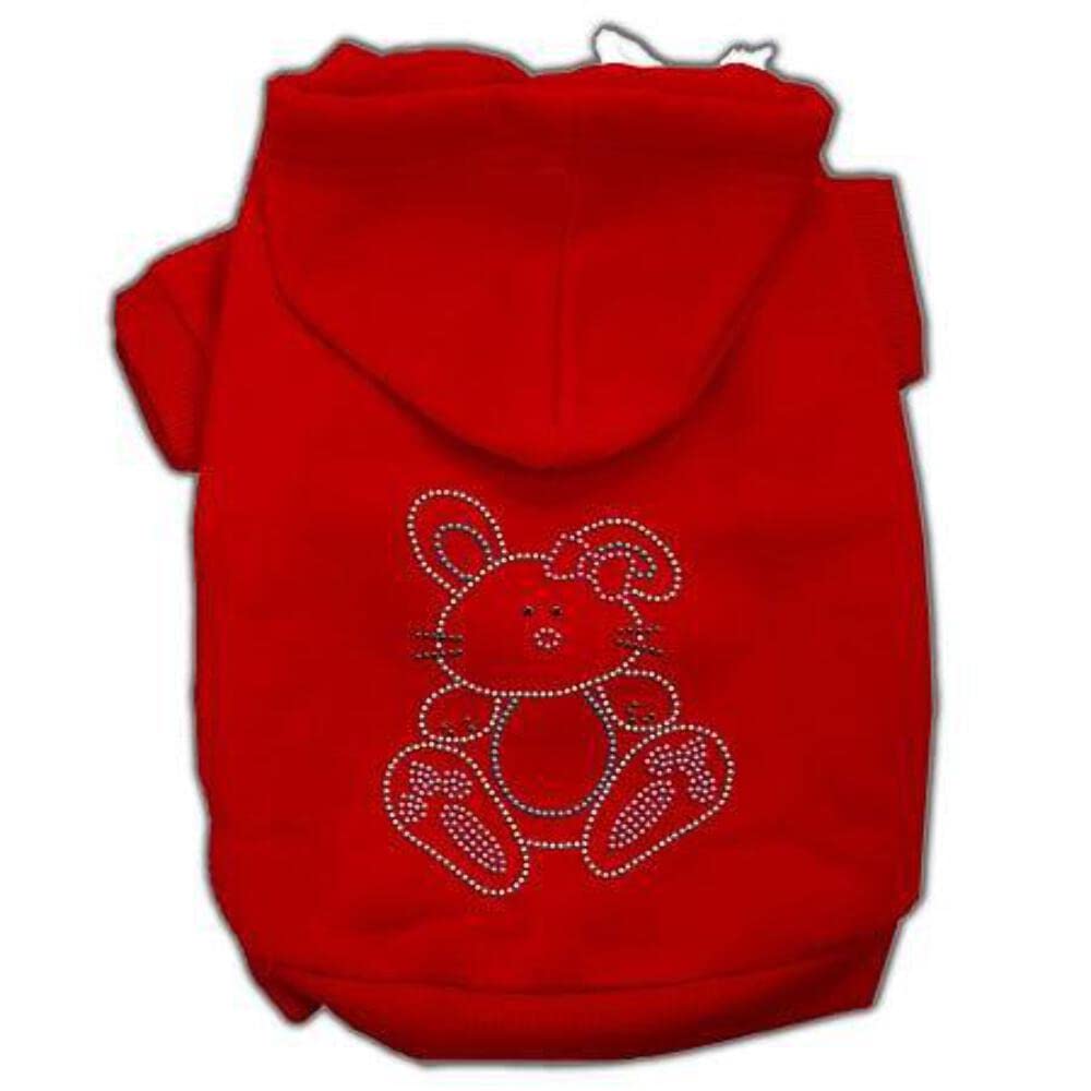 Mirage Pet Products 10&quot; Bunny Rhinestone Hoodies, Small, Red