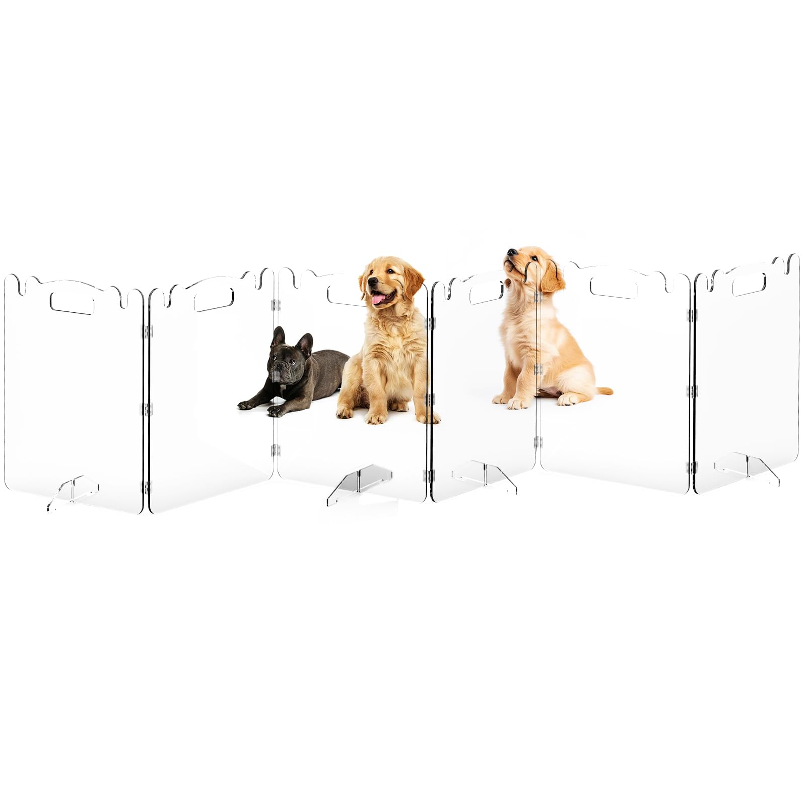 Clear Acrylic Pet Dog Gate - Folding Transparent Gates for Small Dogs Pets - Freestanding Foldable Tall Puppy Doggy Fence Door f