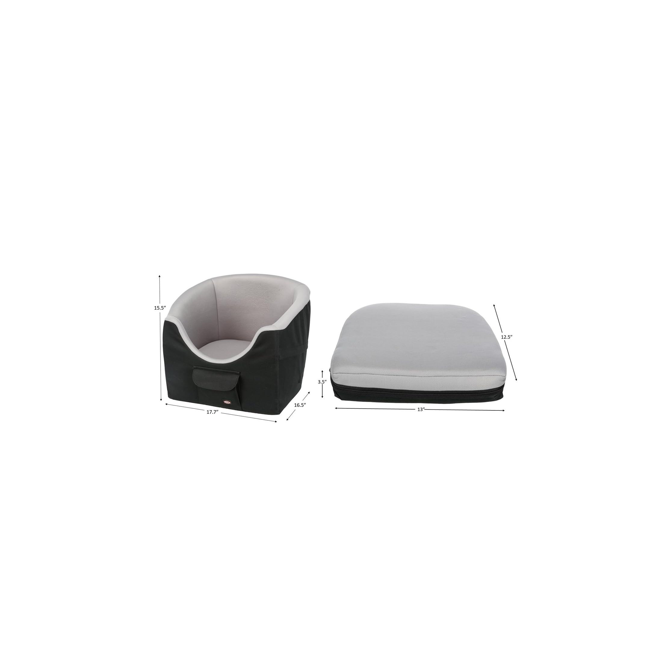 TRIXIE Pet Booster Seat, Dog car Seat, Dog console Seat Ideal for Small Dogs and cats, Travel cat Bed, Black