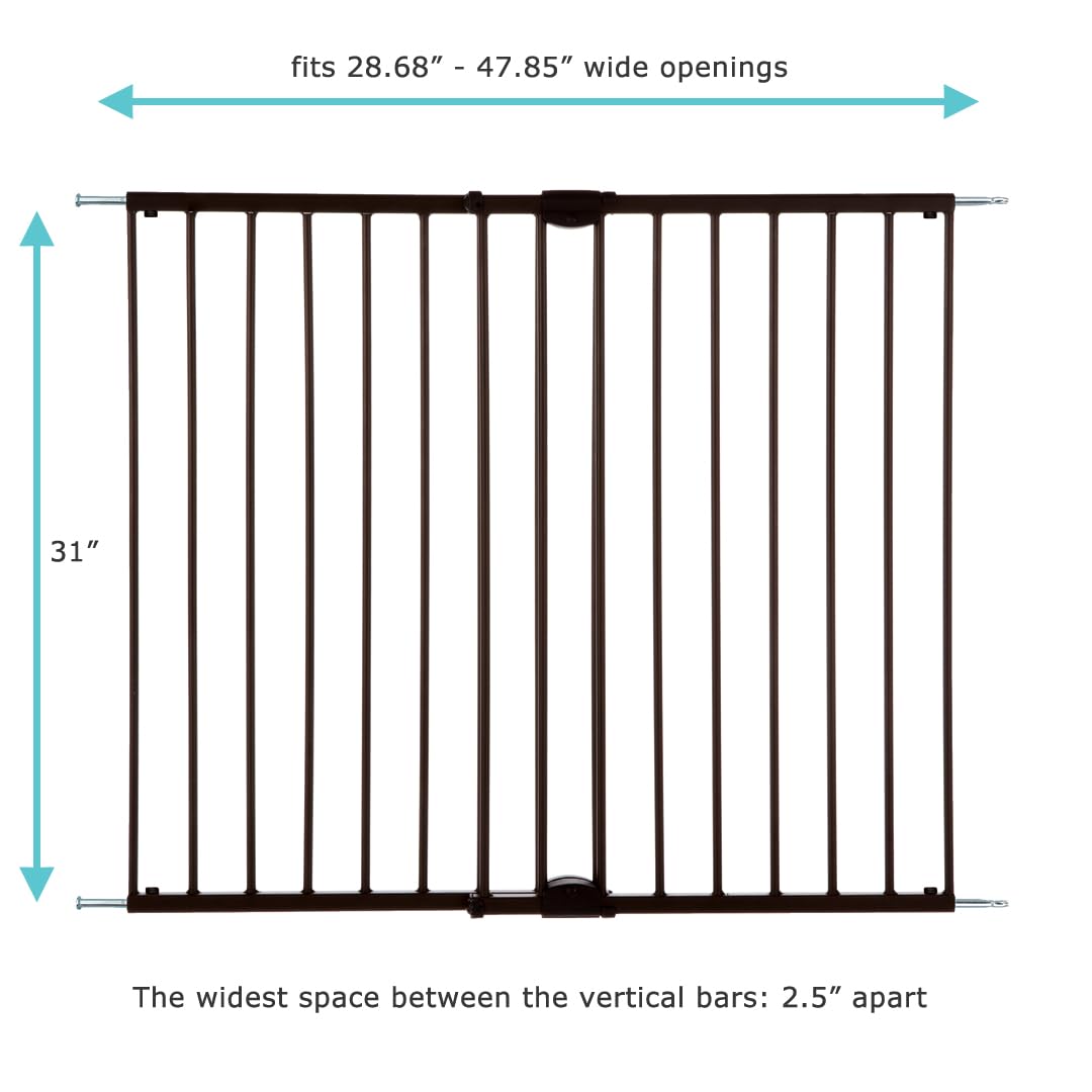 Toddleroo by North States 31 Tall Baby Gate for Stairs, Matte Bronze, Easy Swing & Lock, Fits 28.68-47.85 Openings, Hardware Mount
