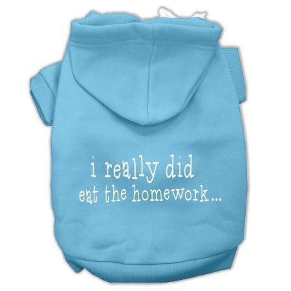 Pet Dog & Cat Hoodie Screen Printed, &quot;I Really Did Eat The Homework&quot; Brown XS (0-3 lbs.)
