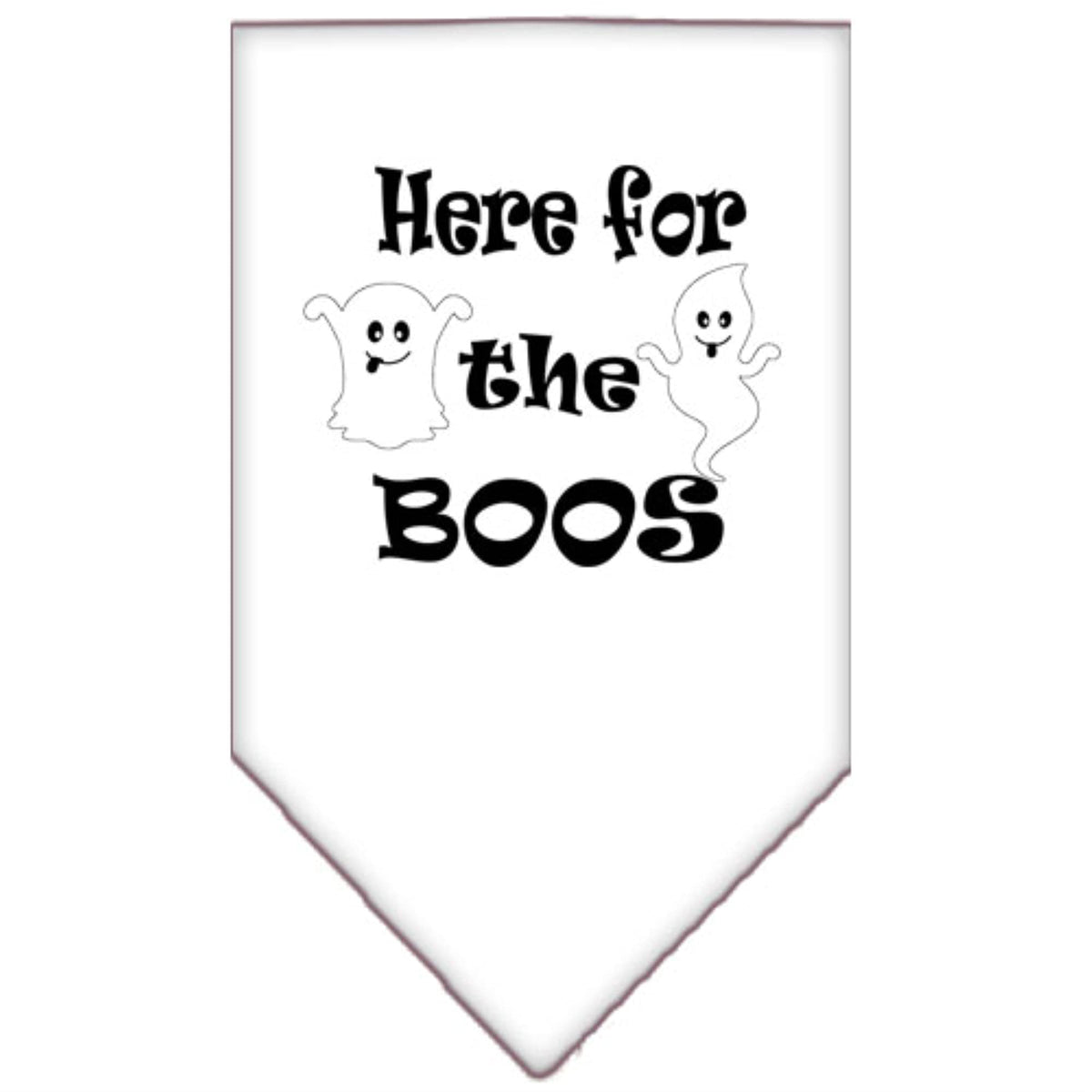 Halloween Pet and Dog Bandana Screen Printed, &quot;Here For The Boos&quot; White Small