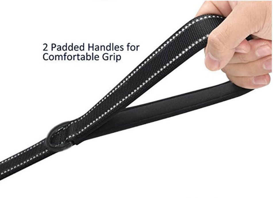 Dog Leash Heavy Duty - 2 Handles By Padded Traffic Handle For Extra Control, 6Foot Long - Perfect For Medium To Large Dogs (6 Ft, Black Blue)