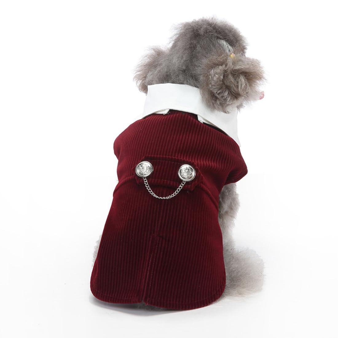 Doteyayp Puppy Velvet Tuxedo With Detachable Bowtie Prom Wedding Formal Wear Prince Costume For Small Dog (Small, Wine Red)