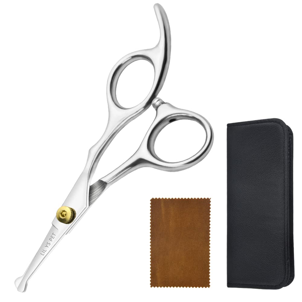Lilys Pet 5.0' Right-Handed Round-Tip Pet Grooming Scissors, Stainless Steel Small Ball Tip For Nose, Ear, Face, Paw Hair For Dogs And Cats