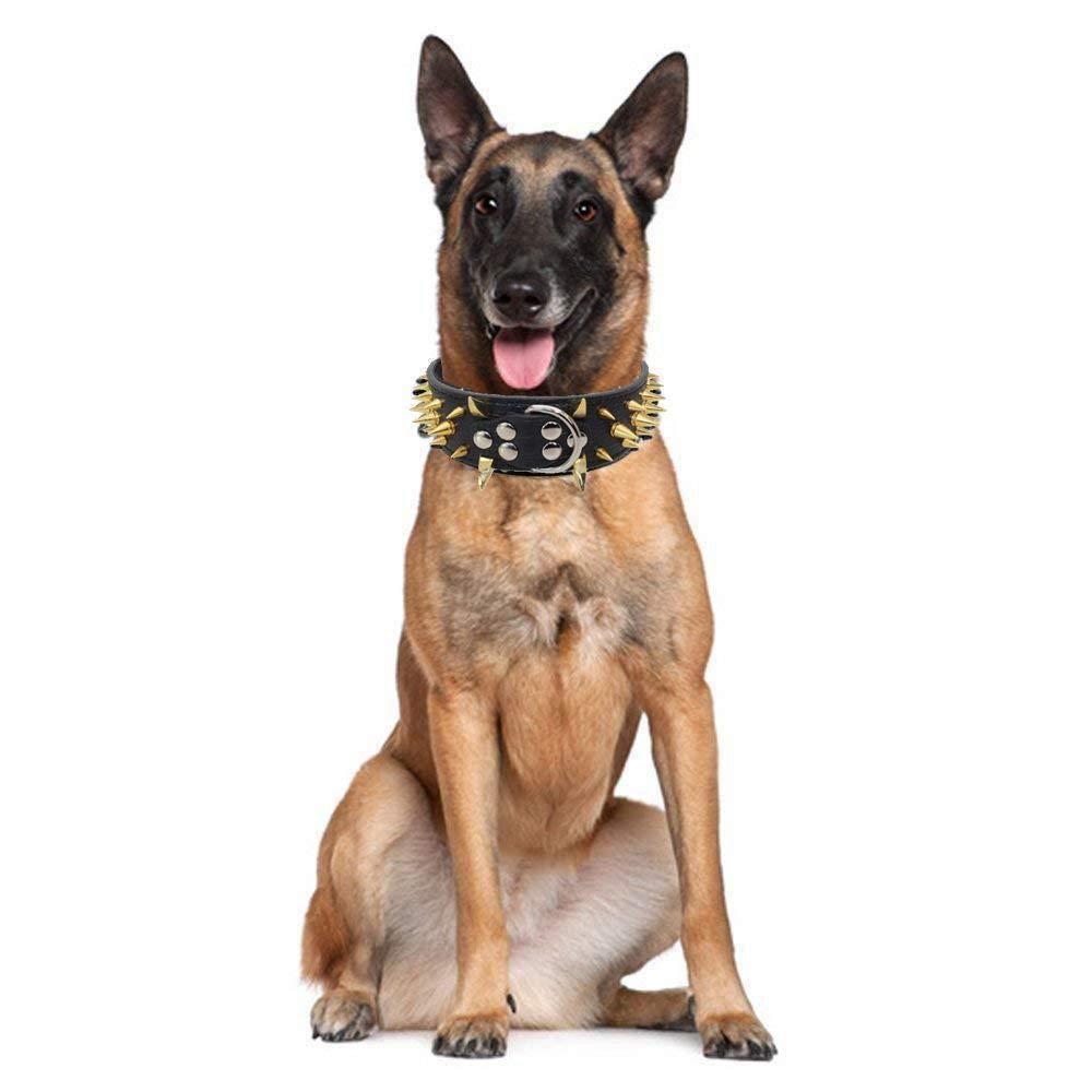 Serijoars Spiked Studded Dog Collar, Pu Leather Dog Collar, Adjustable Pet Collars For Medium Or Large Breed Pet (M, Black4)