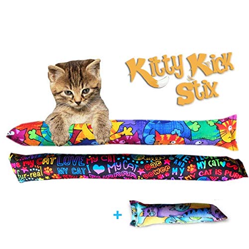 Kitty Kick Stix 15' Original Catnip Kicker Toy (Set Of 2), Made In Usa (Happy Cat)