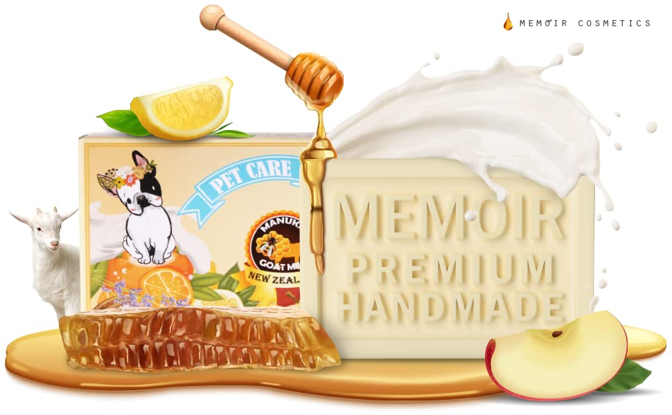 Memoir Pubble Soap - Natural Pet Shampoo Bar For Irritated, Itchy, Dry & Sensitive Skin | Manuka Honey & Goat Milk From New Zeal