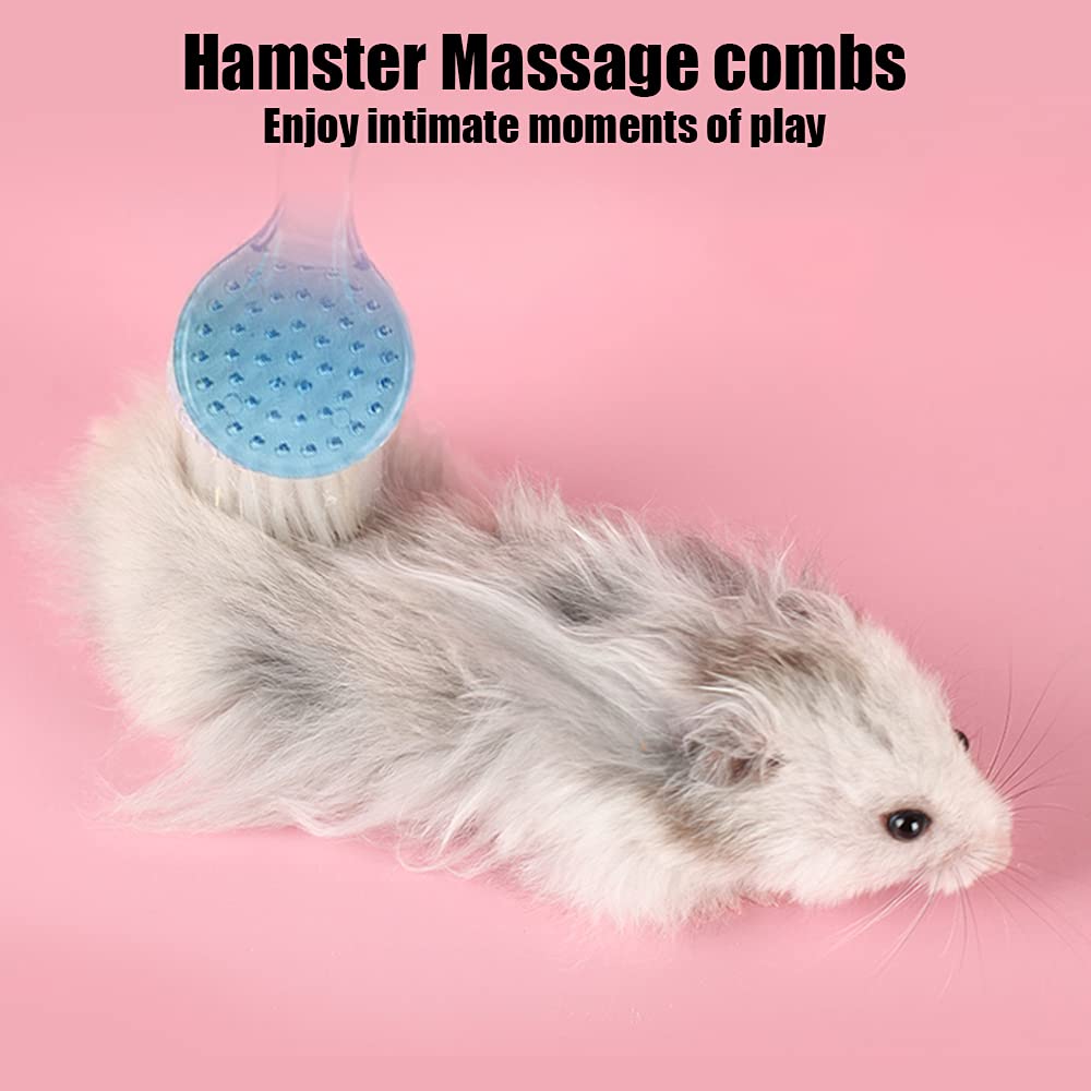 Woledoe 2 Pack Hedgehog Bath Brush, Guinea Pig Massage Combs, Cleaning Supplies, Fit Hamster, Ferrets, Rats, Chinchilla - Blue