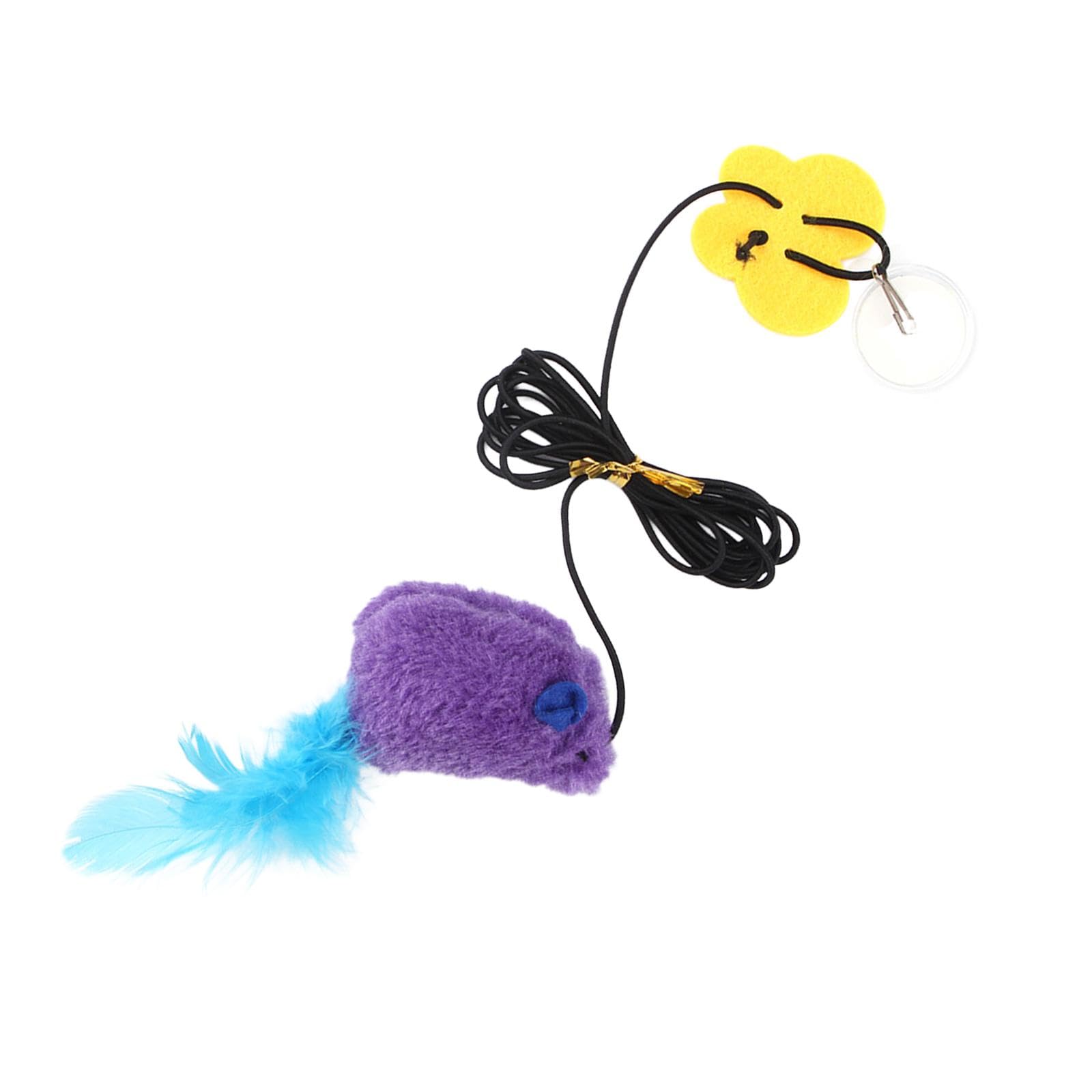 Atorse Door Hanging Mouse Cat Toy Teaser Toys With Sound For Indoor Cats Kitty Playing Purple