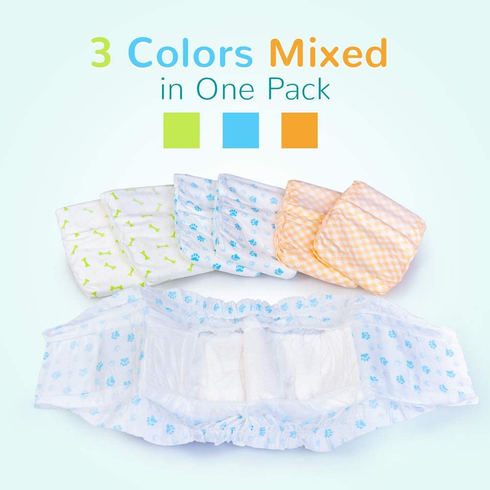 Pet Soft Disposable Male Dog Wraps - Dog Diapers For Male Dogs, Puppy Diapers 48Pcs Small