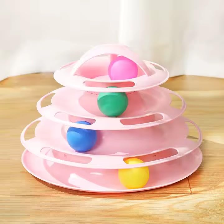 Cat Toy Track Turntable (4 Tier) Interactive - Engaging Puzzle Play Plate for Cats & Small Pets. Pista de Juguete para Gatos con