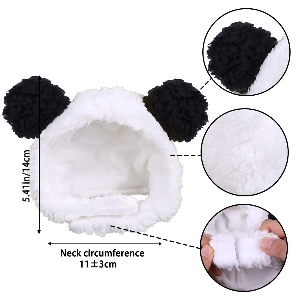 Joicee Cute Cat Costume Warm Bear Hat For Cat Adjustable Soft Small Pet Headwear Bear Hat For Cat Puppy Dog (Black&White)