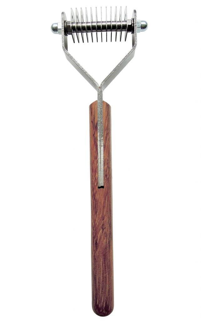 Mars Coat King Dematting Undercoat Grooming Rake Stripper Tool For Dogs And Cats, Stainless Steel With Wooden Handle For Thick Coats, 12-Blade Stripper For Groomers, Pet Owners