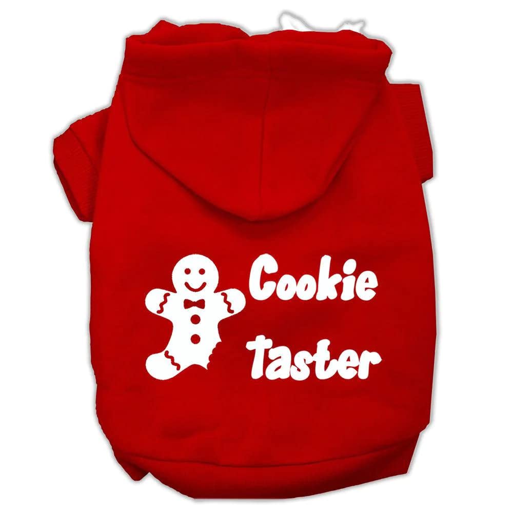 Christmas Pet Dog & Cat Hoodie Screen Printed, Cookie Taster Red SM (3-6 lbs.)