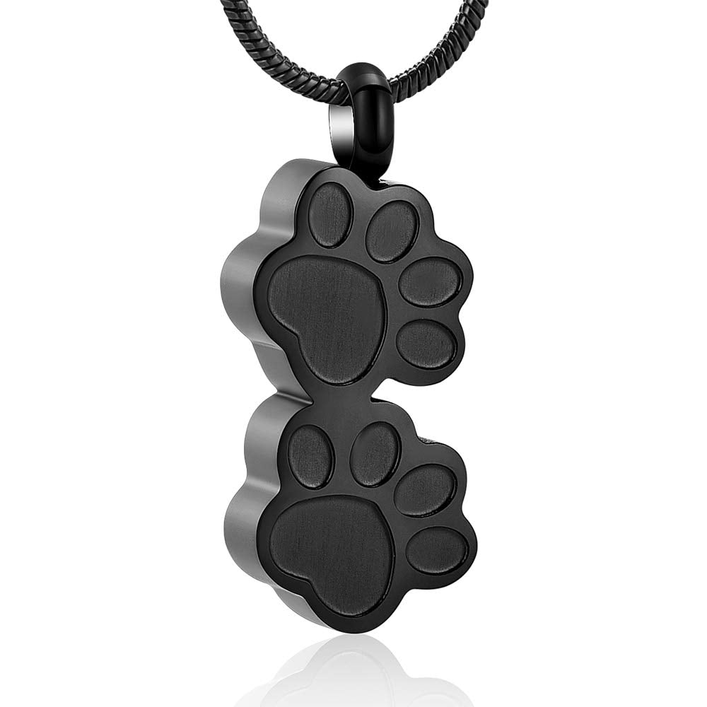 Pet Urns For Dogs/Cats - Pet Urn - Pet Ashes Necklace - Paw Print Urn Necklace With Mini Keepsake Urn Memorial Ash Jewelry