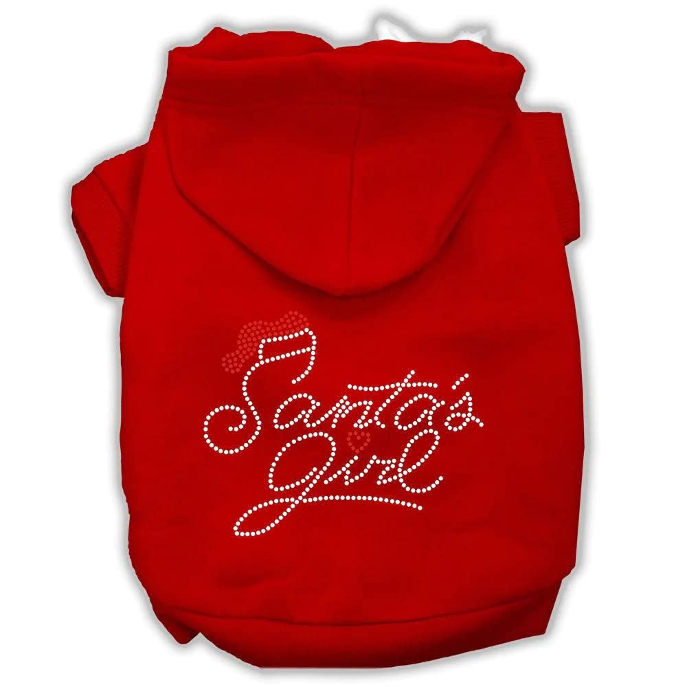 Christmas Pet, Dog & Cat Hoodie Rhinestone, &quot;Santa's Girl&quot; Red SM (3-6 lbs.)