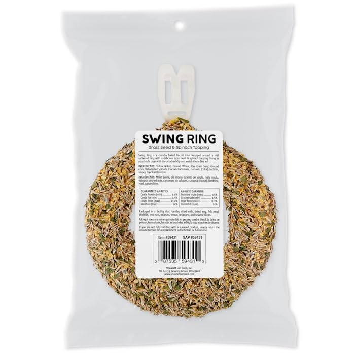 Sun Seed Swing Ring Grass Seed/Spinach Bird Treat, 2.11 Oz.