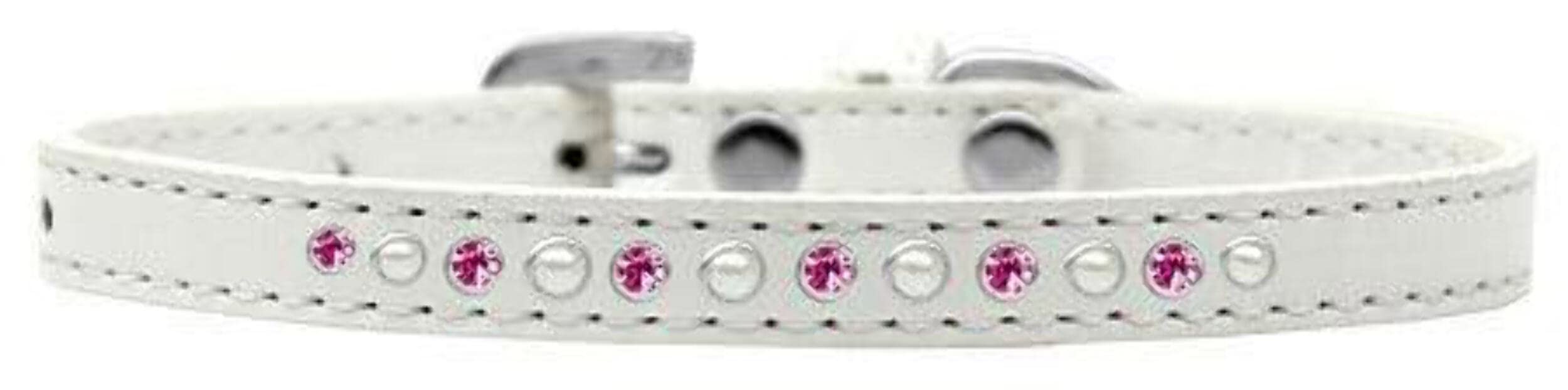 Mirage Pet Products Pearl and Pink Crystal Light Pink Puppy Dog Collar, Size 8