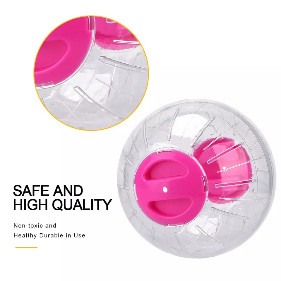 Hamster Exercise Ball Silent Hamster Wheel Small Animals Transparent Ball For Dwar Rat Relieves Boredom And Increases Activity (6 Inch, Pink)
