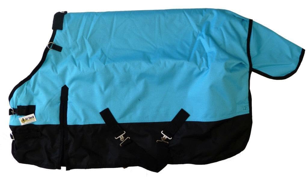 Aj Tack 1200D Waterproof Winter Pony Blanket - 300G Heavyweight Turnout With Fleece Collar, Shoulder Gussets & Tail Flap - Black 50'