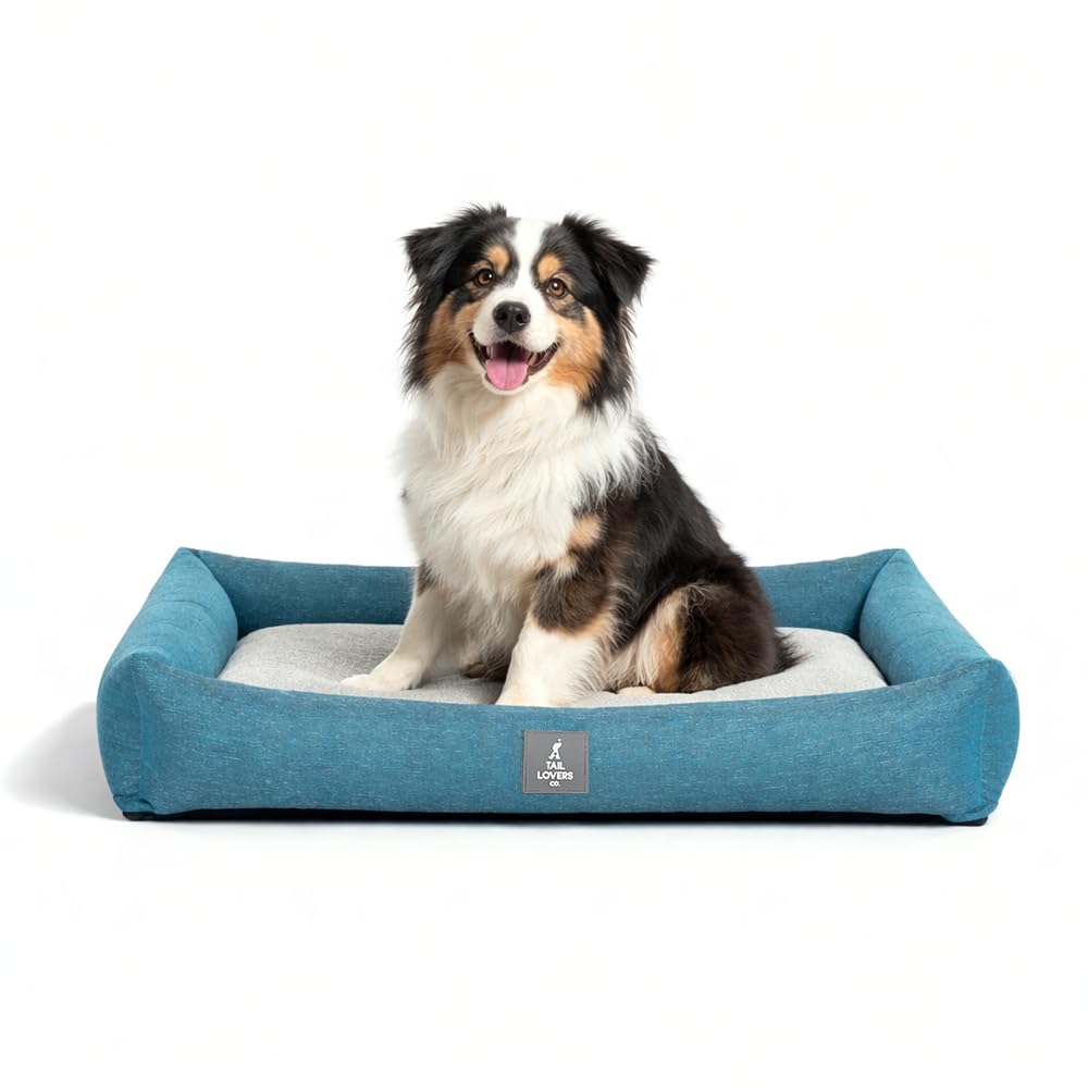 TLC by HUFT Nesting Nook Dog Bed  Teal Blue, L | Soft & Cozy Pet Bed | Comfortable, Durable Cushion for Dogs | Washable, Lightw