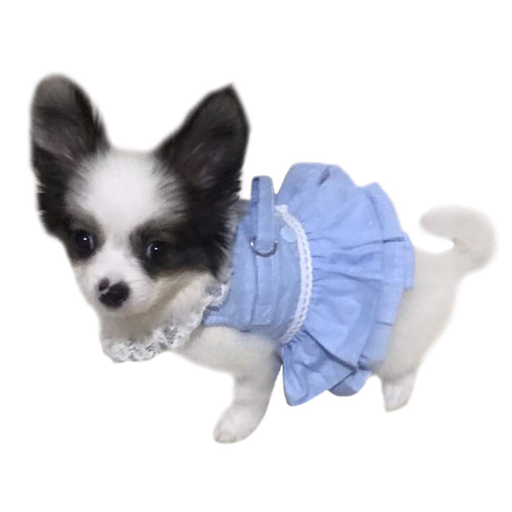Creation Core Breathable Cat Lace Dress Harness With Matching Lead Leash Set(Blue,Xl)