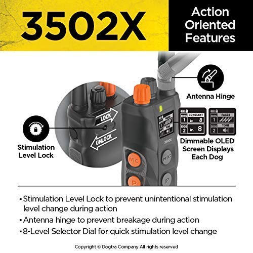 Dogtra 3502X Waterproof Dual DIAL Dog Training E-Collar, 1.5-Mile Range, Black/Orange, Expandable for 2 Dogs, Professional Use