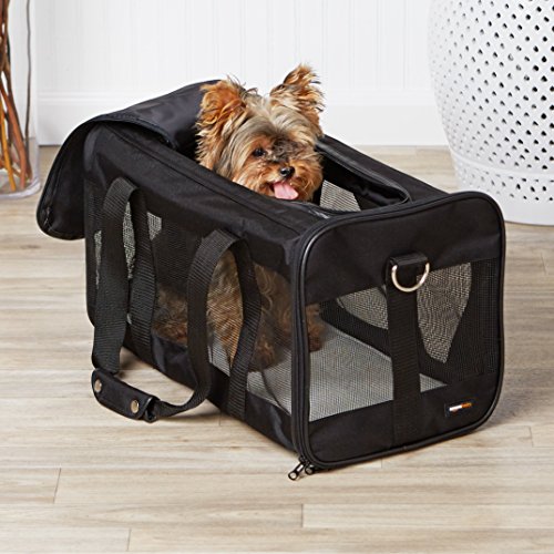 Amazon Basics Soft-Sided Mesh Pet Travel Carrier For Dog, Cat, Up To 22 Pounds, 19.7'' L X 12'' W X 12'' H, Black