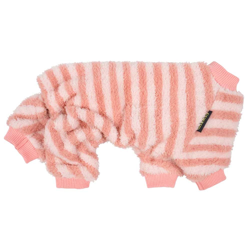 Fitwarm Fuzzy Fleece Stirped Dog Pajamas, Dog Winter Clothes For Small Dogs Girl, Cozy Dog Onesie, Pet Jumpsuit, Doggy Apparel,