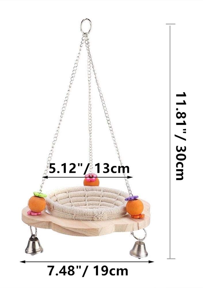 Bird Nest Swing Hammock Cage Hatch House Breeding Nest Handmade Cotton Weave Hemp Rope Hut Cave With Bells Colorful Chew Toy For
