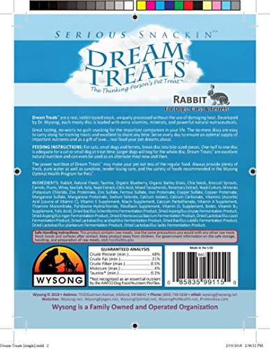 Wysong Dream Treats Rabbit Raw Dog, Cat & Ferret Food - 4.9 Ounce Bag, Brown