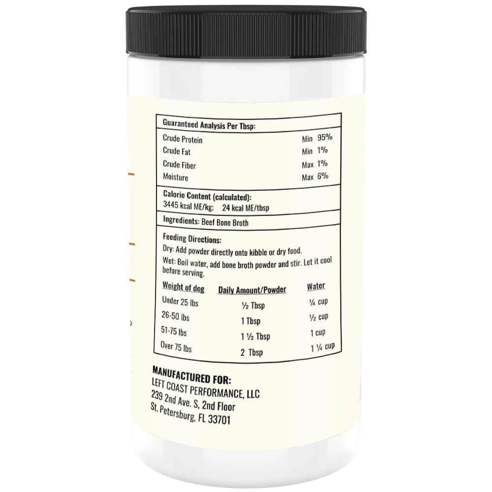 8oz Beef Bone Broth Powder for Dogs and Cats - Human Grade Grass-Fed for Picky Eaters - Supports Joints and Gut Health - Single
