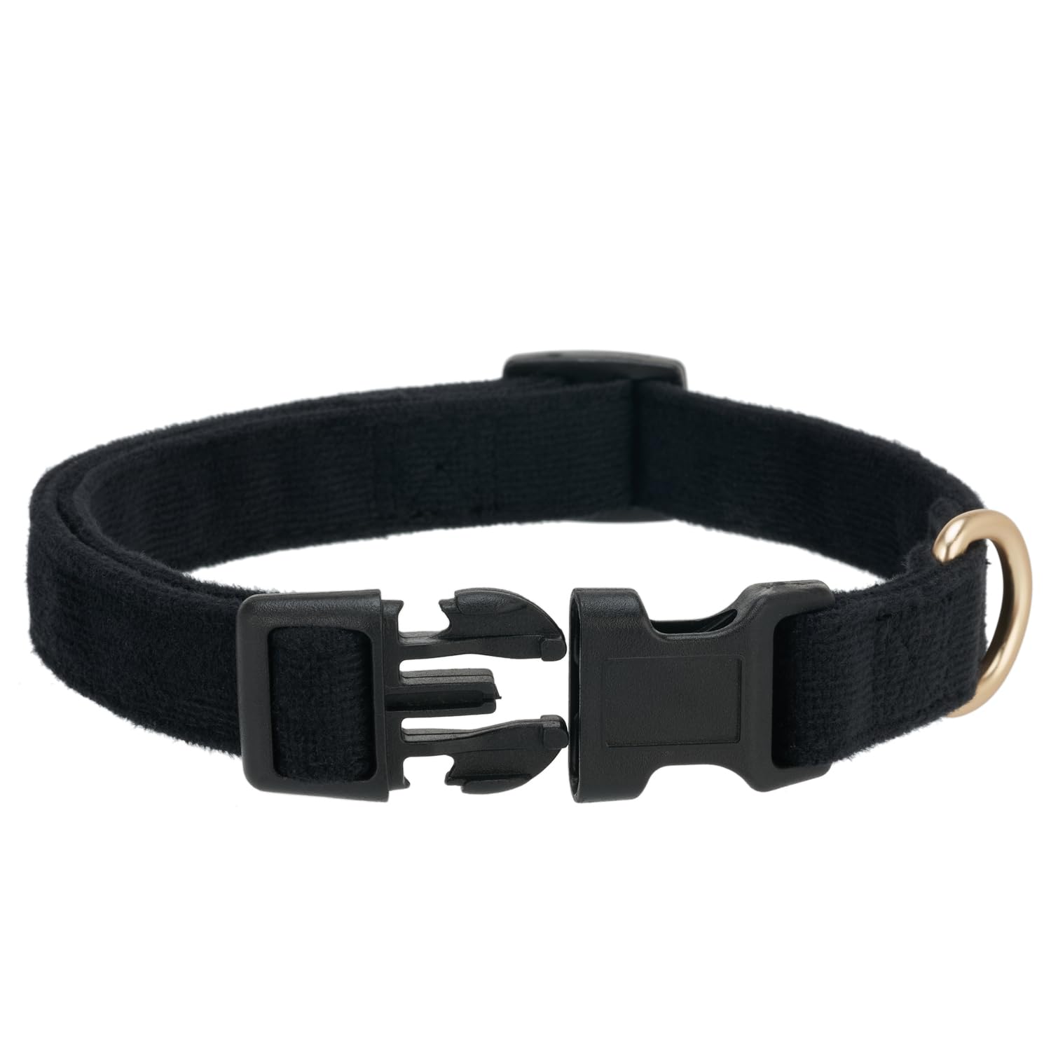 Petiry Soft Corduroy Fibric Dog Collar, Quick Side Release Buckle, for Small Dogs.(Black,Small:10-15'')