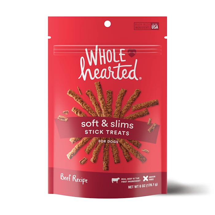 WholeHearted Grain Free Soft and Chewy Beef Recipe Dog Stick Treats 16 oz