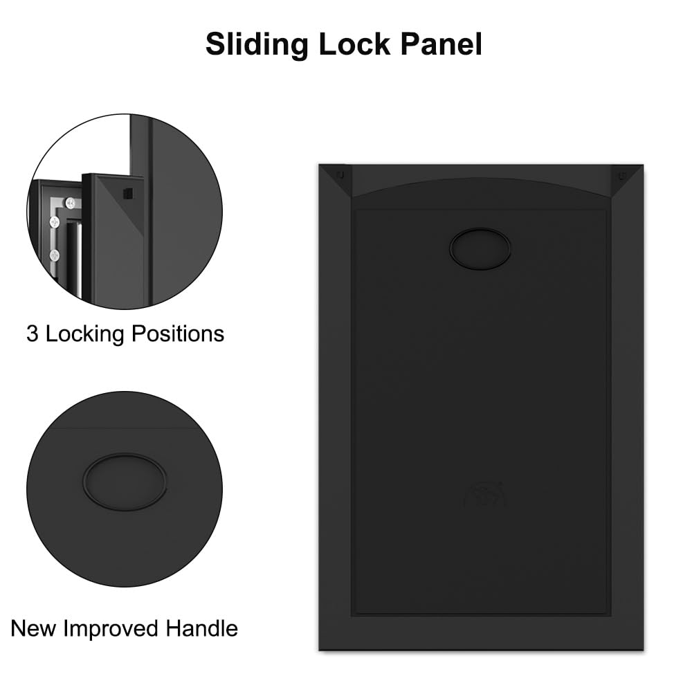 [Mavricpower] Aluminum Dog Door With 2 Magnetic Flaps, Large Dog Door For Exterior Doors, Doggie Door With 2 Sliding Lock Panels