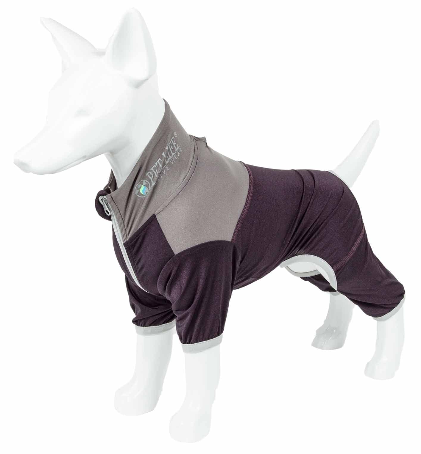 Pet Life Active Embarker Heathered Performance 4-Way Stretch Two-Toned Full Body Warm Up(D0102H70WAW.)