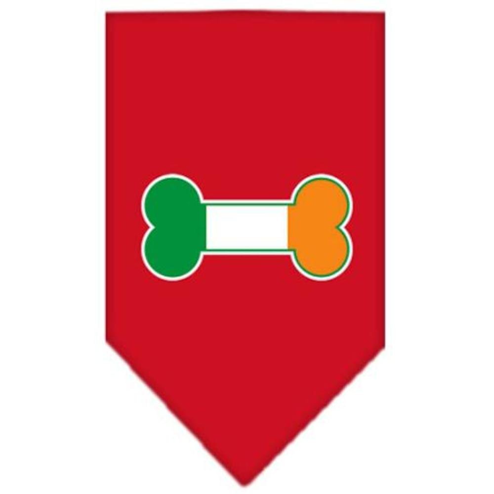 Pet and Dog Bandana Screen Printed, &quot;Bone Shaped Flag Ireland&quot; Red Small