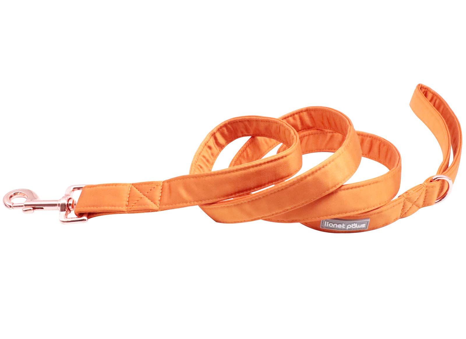Lionet Paws Dog Leash - Silk Orange Leash For Small Medium Large Dogs Matching Collar For Girl And Boy